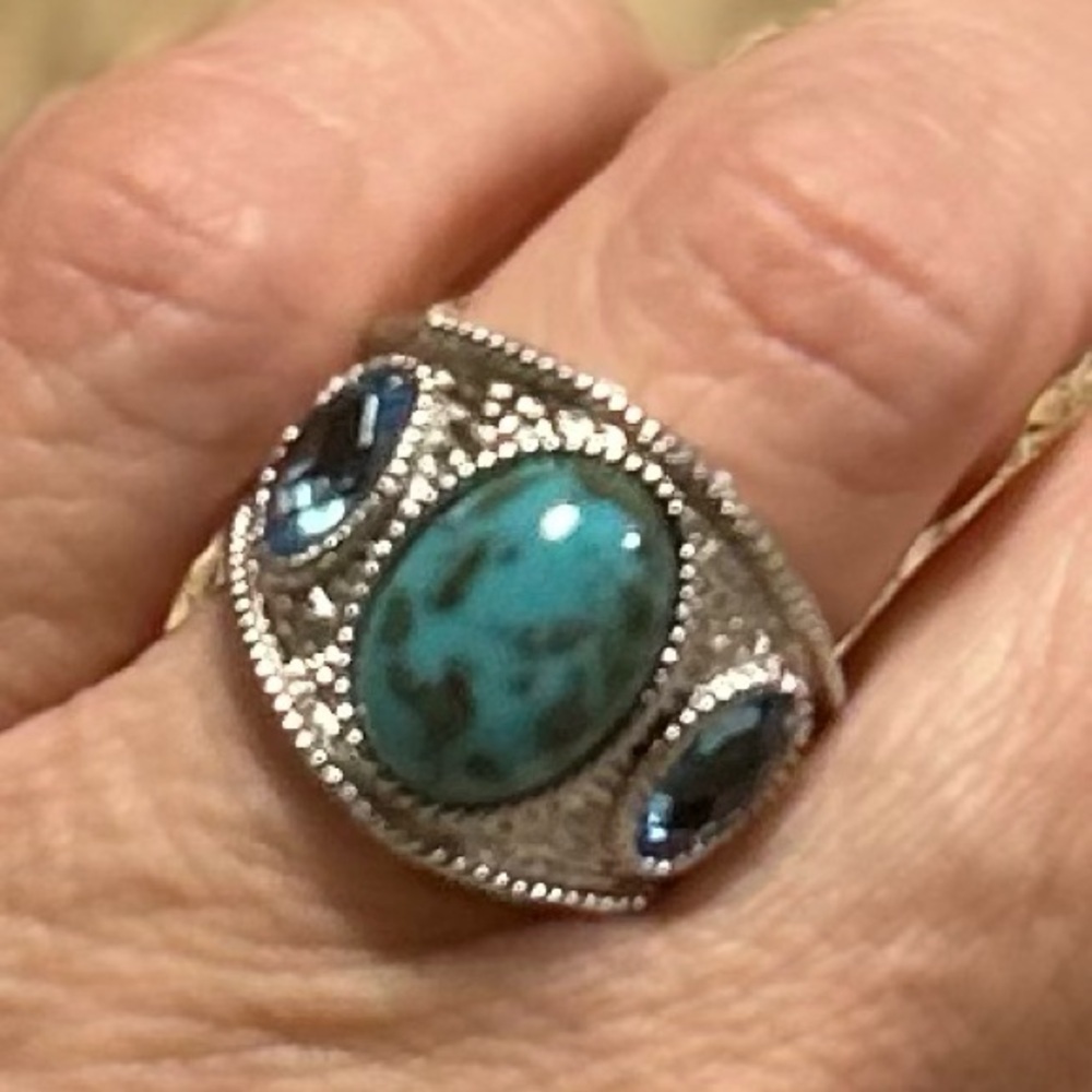 NWT Blue Turquoise & Blue Topaz Sterling Silver Ring